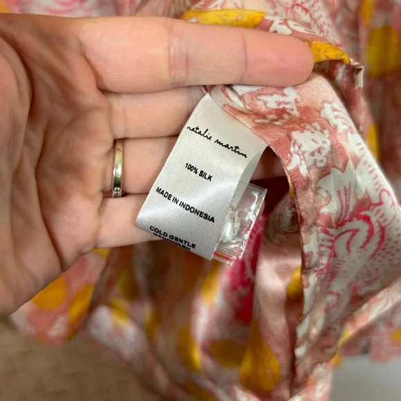 Natalie Martin Leslie Top in Heirloom Rose Floral Silk Blouse Size Small - Picture 5 of 7